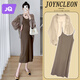 Jingqi MATERNITY SUIT 2025 Spring New Style Robe Top Cardigan Suspender Long Jirt Suit Spring and Automn Vêtements Femmes Thin Mironde + Jupe Black Suspende