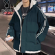 花花公子棉服男士装秋冬季款加绒加厚保暖非羽外套连帽棉衣防寒上衣服 10688-9789绿色 M