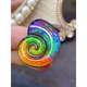 Luxurious American goods Canadian ammolite cosmic snail bare stone pendant rainbow color with pink Specifications28*22mm