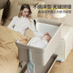 
ULOP (ULOP) crib multi-function bed movable splicing baby bed small apartment newborn sleeping artifact shaker Cradle crib [diaper table + mosquito net]-Khaki