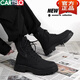 Cardile Crocodile Men's Martin Boots Spring Large Size 46 British Style Long Work Boots High Top Thick Sole Black Motorcycle Casual Leather Shoes Black X 40