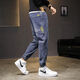 Fesshi-cho jeans men's 2023 spring and summer new trendy brand loose trousers for boys spliced ​​casual Harun work pants Large pocket Harun grey XL [recommended 120-135 Jin [Jin equals 0.5 kg]]