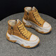 
AI genuine leather dad shoes for women 2024 autumn and winter new thick sole high-rise women's shoes sports casual shoes soft sole travel shoes yellow [single] WZZS677 36