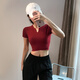 Aisunstyle European and American ins internet celebrity tight-fitting fitness wear for women in summer quick-drying navel-baring slimming sports T-shirt breathable short yoga top white M (recommended 95-118Jin Jin equals about 0.5kg)