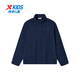 Xtep children's pullover sweatshirt spring for boys and girls, small, medium and large children, breathable, dry, thick, lightweight, fashionable and versatile top, deep blue 120 cm