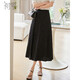 Chushen Spring and Summer New Chinese Style Skirt Women's Design Jacquard High Waist Pleated Improved Horse-Faced Skirt S143B1422 Black M
