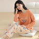 Femaiibo Pyjamas Damen Herbst 2023 Neue Baumwoll-Langhülle Dünne süße Schüler Cartoon Großgröße Home Clothing Set MP 09M9902 M 155-160c (40-50 kg)
