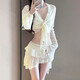 Lu Geli Bikini Swimsuit Women's Hot Spring High-end Four-Piece Set Small Fresh and Sexy Split Beach Vacation Swimsuit White Bikini Set [Suggested 90-120 Jin [Jin equals 0.5 kg]]