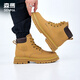 Semir Martin Boots Herbst Herbst Neue dickdelste wasserdichte Wanderschuhe High-Top Retro Britische Schnee Rhabarber-Kampfstiefel Männer Curry Gelb (Männerstil) 40