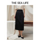 
THE SEA LIFE Ou Hai Yisheng New Chinese style high-waisted skirt for women 24 summer waist-hugging high-end black folding skirt Y16866 Black Mage M