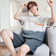 Shihuaxiang pajamas men's summer 2025 new style for young students short-sleeved thin summer men's home clothing set b1478 back bear M small size (high about 160-weight 70-90 Jin[Jin equals 0.5 kg])