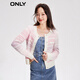 ONLY autumn and winter fashion contrasting striped long sleeve round neck short sweater for women 12343B002 HQ2 rainbow stripes XS 155/76A