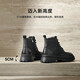 Belle Celebrity same style with Martin boots Comfortable cowhide thick-soled short boots Outdoor casual boots 8NB01DD4 Black-Single 41 (255mm)