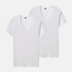 THREEGUN T-shirt men's bottoming shirt Xinjiang pure cotton elastic thin V-neck threaded knitted cotton men's short sleeves 2 pieces - pure cotton white + white