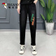 Specht-Jeans für Frauen mit Plüsch samt verdickter Winter neuer Stil Slim und modisch und vielseitiger Retro-Stil elastischer Hochtülen-Frühling und Herbst Harem Pants 1098# blau [hinzugefügt.