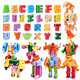 BEIJI BAINGESK DIGITAL DIGITAL STRANDATORATION TRANSWORDATION KING KING KING ALPHANUMEREISCHER BUCH Block Kombination Mecha Roboter Boy Geschenk 6-12 Jahre Brief Transformation Roboter (26 Buchstaben)