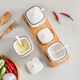 Duo Meiran household white ceramic seasoning jar seasoning combination set seasoning box kitchen seasoning jar salt shaker seasoning bottle jar 2 black line white jars - with wooden board