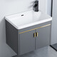 Combinación de gabinete de baño de lavado de pared de casa ancha combinación de baños pequeños de apartamento pequeño de cerámica integrada lavabo profundamente piscina de lavabo 48 cm 4837 con grifo + gabinete espejo