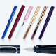 Rotten Pen Tip 2 Pack Pen 757a para estudiantes de la escuela primaria y secundaria de los dibujos animados para principiantes masculinos y femeninos que practican la caligrafía con tinta fina de tinta de tinta con tinta de doble propósito, gris dorado de pluma dorada de lápiz, 2 paquete oscuro 0.38 (50 saqueos de tinta azul y negro)