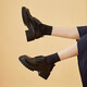 Daphne Single -Schuhe für Frauen 2024 Frühling Britisch -Stil -Ladung Dicke Sohle erhöhte Lederschuhe Vielseitige Frauenschuhe schwarz 36
