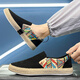 
H8 cloth shoes men's 2025 new breathable lazy shoes one-legged canvas shoes men's shoes old Beijing casual shoes black (Ultra-Ultimate version) 43