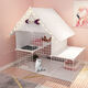 Cat Cage Home Indoor Cat Villa with Toilet Clearance Large Extra Large Free Space Small Cat Nest Cattery Three-story Small Bungalow + Princess Pink-Multi-layer Platform Exclusive Model Hardcover Model + Cat Litter Box + Dual-Purpose Cat Bowl