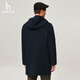 HAZZYS Men's Spring and Autumn Men's Jacket Wool Handmade Hooded Woolen Coat Men's ABSZH0ADH23 Navy Blue NV L (175/96A 48)