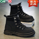 Cardile Crocodile Martin Boots Men's Autumn and Winter New Outdoor Workwear Plus Velvet Snow Cotton Shoes High-top Motorcycle British Style Soft Leather Men's Shoes Black X 42