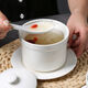 Stew pot hotel restaurant Shaxian small soup cup stew pot soup bowl with lid bird's nest water-proof steamed rice stew pot baby ceramic 4-inch double-line flat lid cup (with spoon) 1 piece