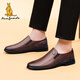 Australian famous kangaroo AUSFAMDS leather shoes for men 2025 winter new authentic men's business casual shoes genuine leather high-end versatile British style formal shoes brown texture 42