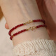 Huangben Sunset Rose Pigeon Blood Ruby Single Circle Bracelet Sand Gold Finishing Temperament Versatile Simple Personalized Bracelet Women's Gift Plain Chain Style With Extended Chain