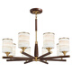 Copper Heart Woody New Chinese Chandelier LED Simple Living Room Light Atmospheric Black Walnut Solid Wood Restaurant Bedroom Light Hotel Villa Chandelier J9716-10+5 Head [with three-color light bulb]