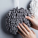 Japanese chenille hand ball hanging hand towel kitchen thickened water-absorbent quick-drying bathroom cute hand rag simple gray 1 pack