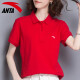 Camiseta de manga corta Anta para mujeres 2022 Summer Nueva camisa de solapa transpirable suelta Running Fitness Silk Silk Ropa de secado rápido Camiseta a media manga al aire libre Sportswear informal -4a14066 Classic Red XS/155