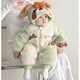 Baby winter thickened khaki, sweet and warm onesie, baby winter velvet crawler suit, thickened super cute outing suit, green bone dog thickened mink velvet jumpsuit 66cm