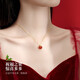 N2it Ping An Apple 18K Color Gold and Red Agate Pendant Necklace Christmas and New Year Gift for Girlfriend and Wife Ping An Fruit 18K Color Gold and Red Agate Necklace with Silver Chain