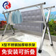Stainless steel double-bar clothes rack floor-standing foldable retractable mobile indoor hanging clothes rack balcony cool quilt rack. All stainless steel thickened three-bar 2.0 meters + 2-piece set