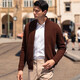 Mr. Bu custom zipper stand-alone wool cardigan spring and autumn thickened sweater jacket men BT12156 medium flower gray M (170)