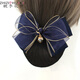 Gardenia blossoms, head flower, net bag, hairpin, professional hair net, hair cover, nurse, hotel property, hotel bank work bow decoration, gold-edged two-knot blue thick net