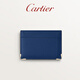 Cartier Must series credit card double card holder calfskin double C logo card holder dark blue, palladium plated finish