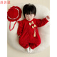 Full moon baby clothes, female princess autumn festive baby jumpsuit, autumn and winter velvet thickened Chinese style cheongsam, red velvet lace harem + free hat 59cm suitable for 0-3 months 8-11 Jin Jin is equal to 0.5 kg.