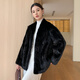 Aoerrun Haining imported 2025 new mink fur coat for women mink fur young style fashionable V-neck black M 90-110Jin Jin is equal to 0.5 kg