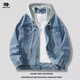SWAMP AREA men's hooded denim jacket autumn and winter American retro loose couple casual jacket SWC11 black XL