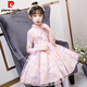 Pierre Cardin children's clothing from Shiying girls spring dress 6-12 years old children's winter clothing plus velvet cheongsam Hanfu skirt little girl sweet and cute mesh princess dress autumn and winter 5 8503 long sleeve pink (plus velvet) 110 cm