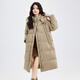 Xue Zhongfei's new versatile and fashionable soft puff mid-length women's down jacket is warm and cold-proof, fashionable and skin-friendly, khaki color|7101 S 160/84A