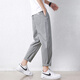 
Jewish casual pants for men in summer new loose ice silk straight sport nine-point pants for men conical Korean style trendy trousers 9904 cement grey M