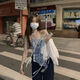 Kaiji Rui Pure Three-Up Women's 2024 Summer Floral Sling White Open Shirt + Denim A-line Skirt Trendy 682# Single Sling L [-110Jin[Jin equals 0.5 kg]]