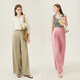 Fan Silanen's high-waisted lazy casual floor pants 2024 summer clothing new product thin wide-leg pants 24FS12213 Khaki XL