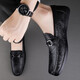 CLOHOO Doudou zapatos para hombres primavera y otoño de cuero de cuero genuino zapatos de cuero casual de cuero suave y transpirable anti-slip versátil pedal de una pieza negro 42 [tamaño de zapato de cuero]