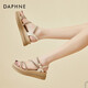 
Daphne wedge sandals for women soft sole comfortable thick sole sponge cake shoes for women fashionable cowhide lightweight and versatile height-enhancing women's shoes 4622303017 Beige 38